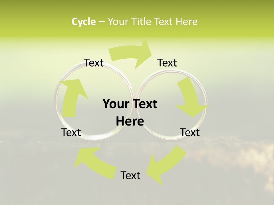 Two Wedding Rings Sitting On A Piece Of Wood PowerPoint Template