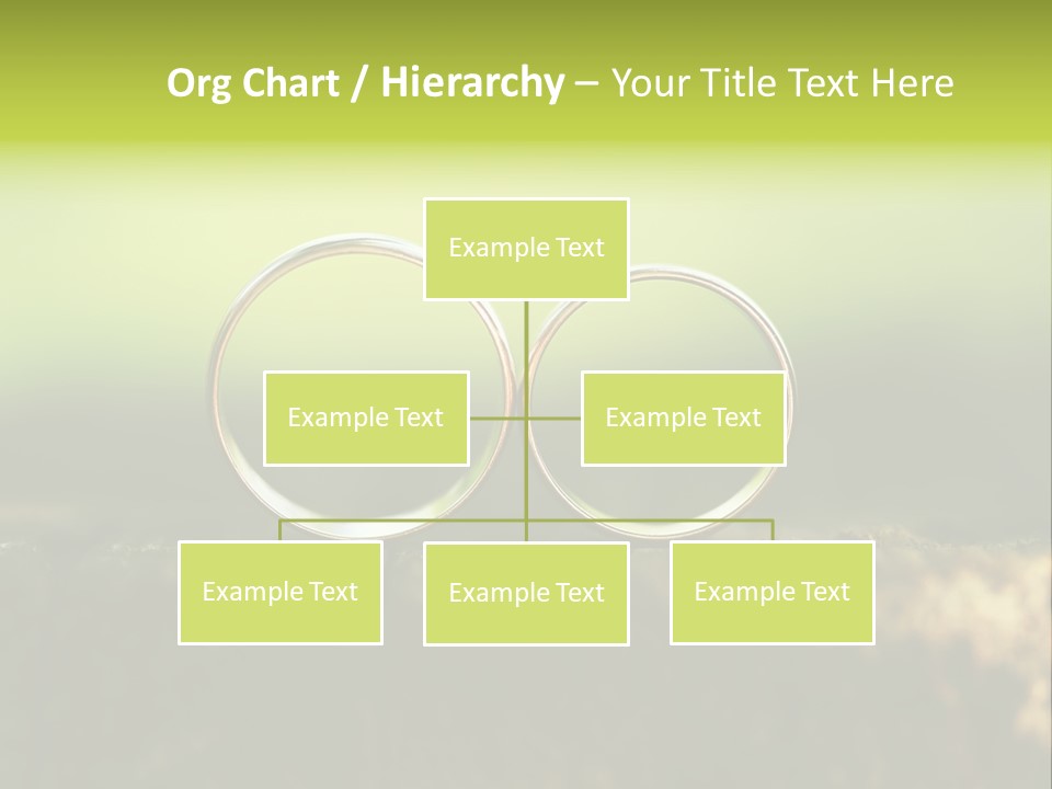 Two Wedding Rings Sitting On A Piece Of Wood PowerPoint Template
