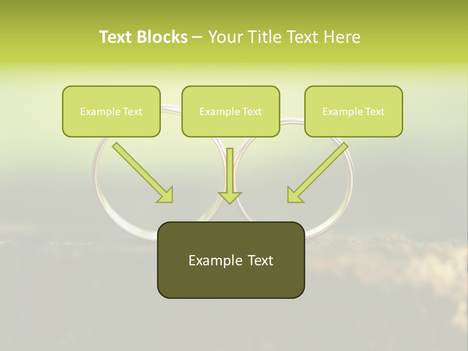 Two Wedding Rings Sitting On A Piece Of Wood PowerPoint Template