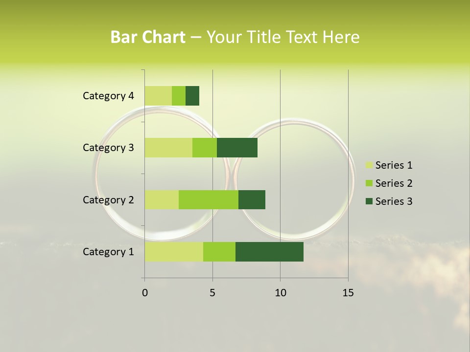 Two Wedding Rings Sitting On A Piece Of Wood PowerPoint Template