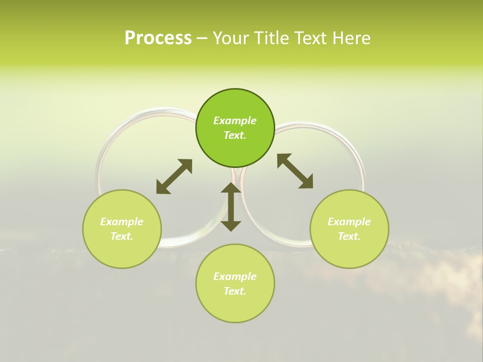 Two Wedding Rings Sitting On A Piece Of Wood PowerPoint Template