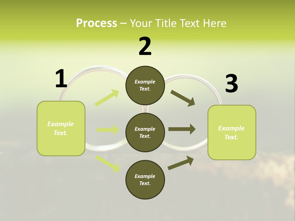 Two Wedding Rings Sitting On A Piece Of Wood PowerPoint Template