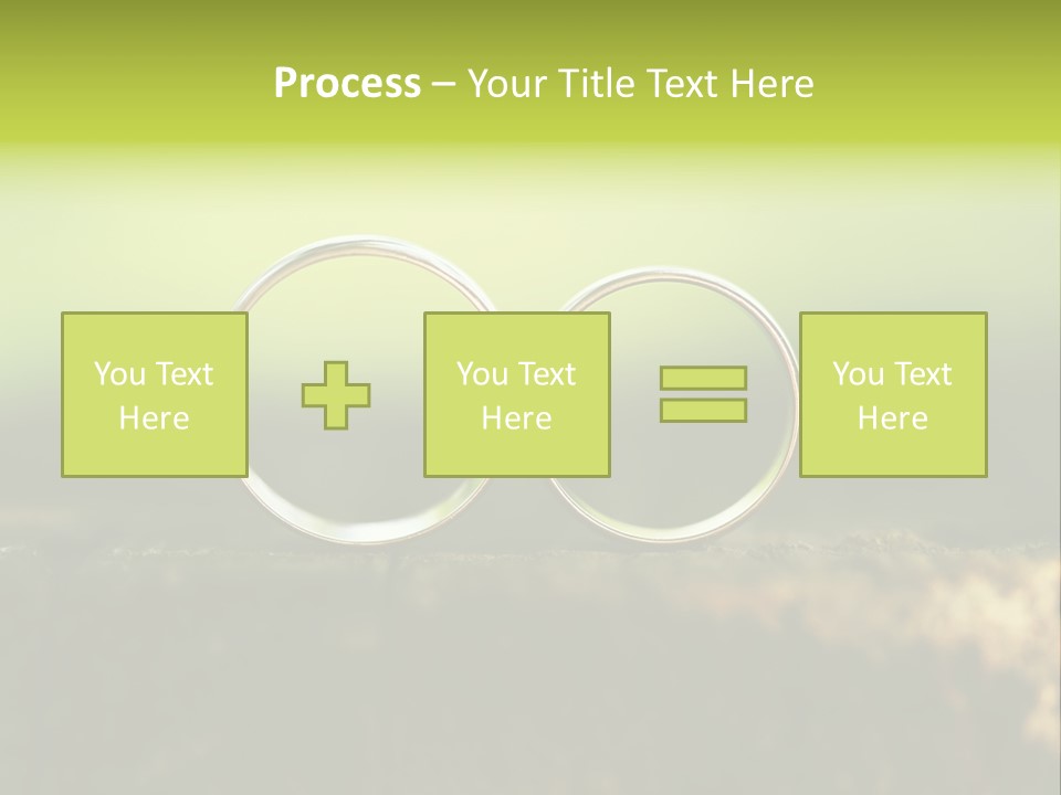 Two Wedding Rings Sitting On A Piece Of Wood PowerPoint Template