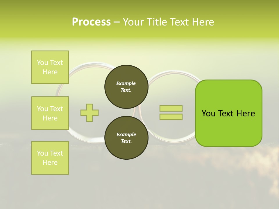 Two Wedding Rings Sitting On A Piece Of Wood PowerPoint Template