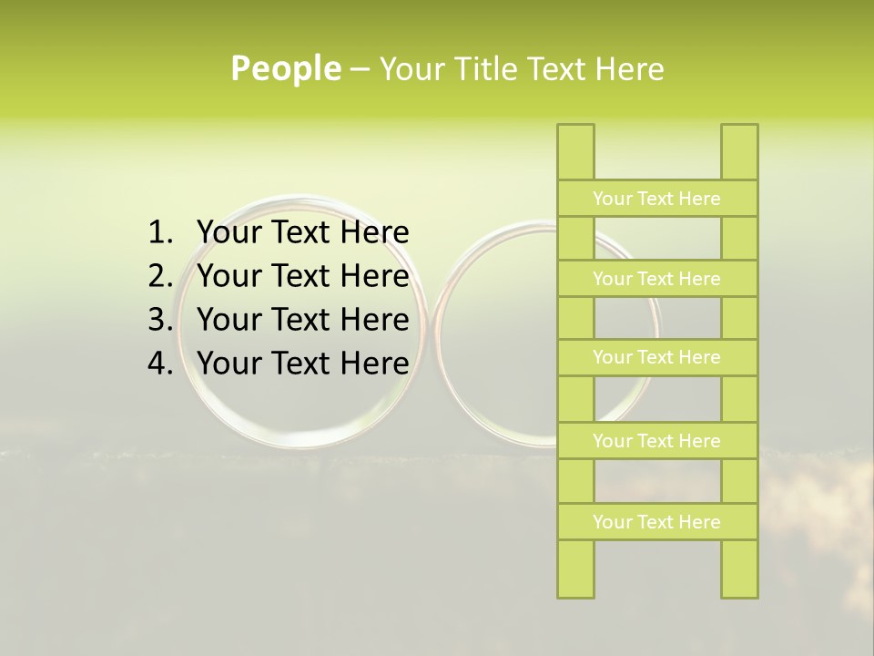 Two Wedding Rings Sitting On A Piece Of Wood PowerPoint Template