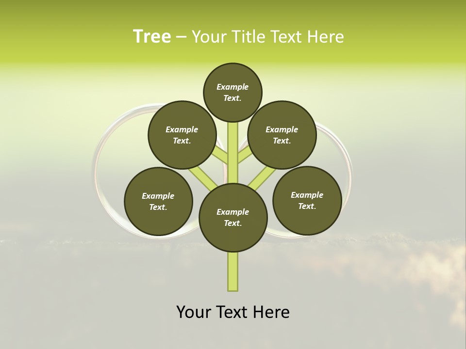 Two Wedding Rings Sitting On A Piece Of Wood PowerPoint Template