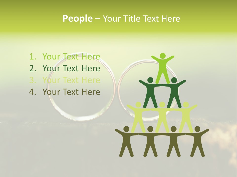 Two Wedding Rings Sitting On A Piece Of Wood PowerPoint Template