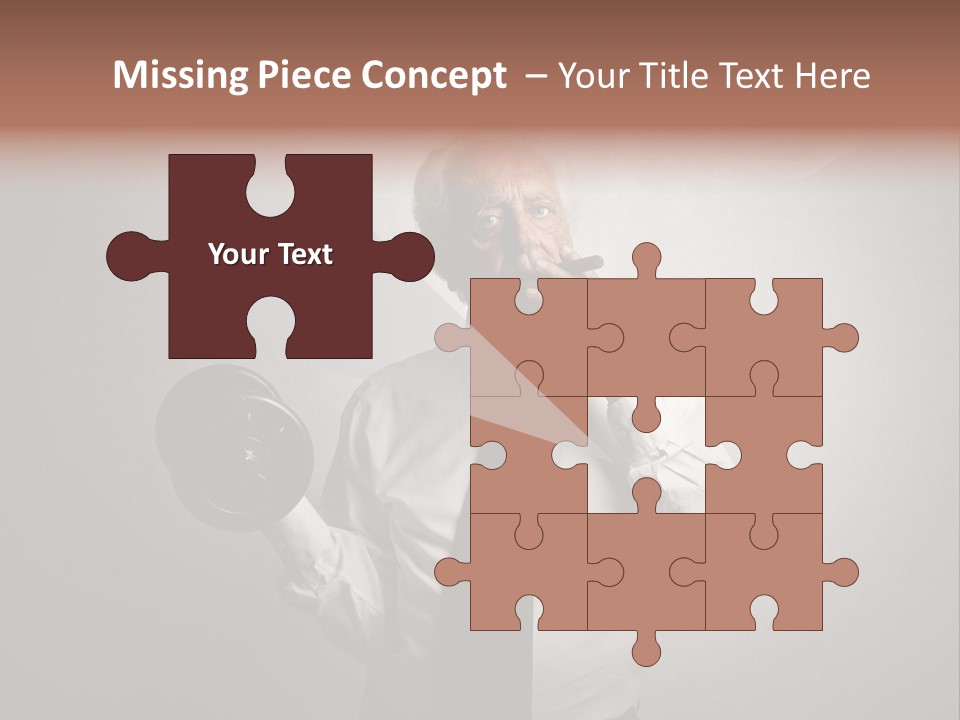An Old Man Smoking A Cigarette And Holding A Dumbble Weight PowerPoint Template
