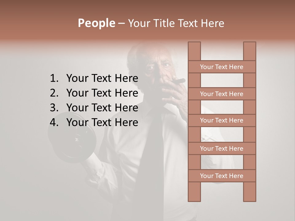 An Old Man Smoking A Cigarette And Holding A Dumbble Weight PowerPoint Template