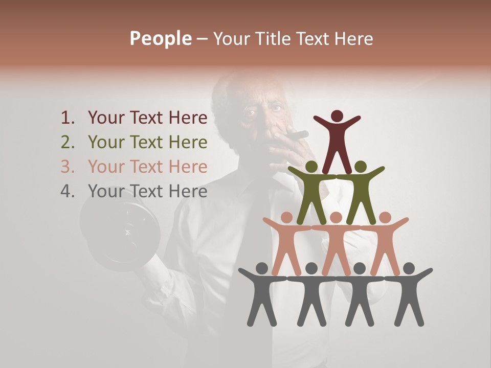 An Old Man Smoking A Cigarette And Holding A Dumbble Weight PowerPoint Template