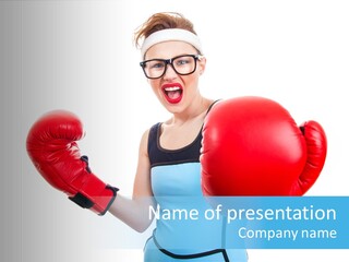 Caucasian Punching Lifestyle PowerPoint Template