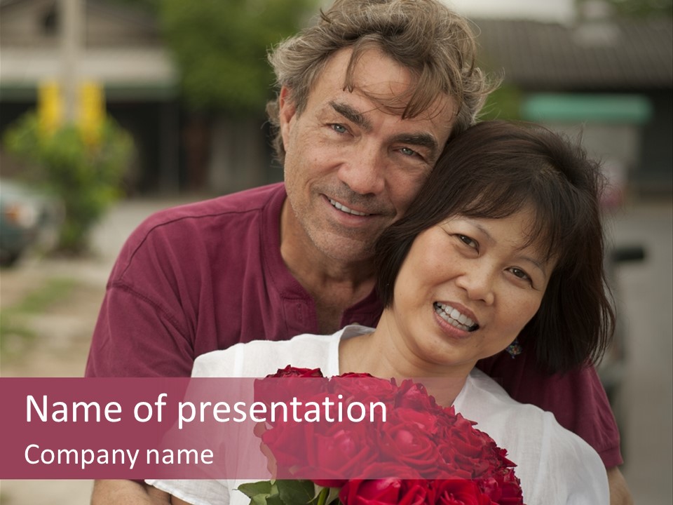 Caucasian Asian Interracial PowerPoint Template