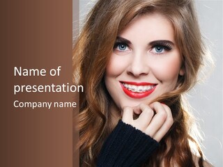 Smile Teeth Caucasian Fashion PowerPoint Template