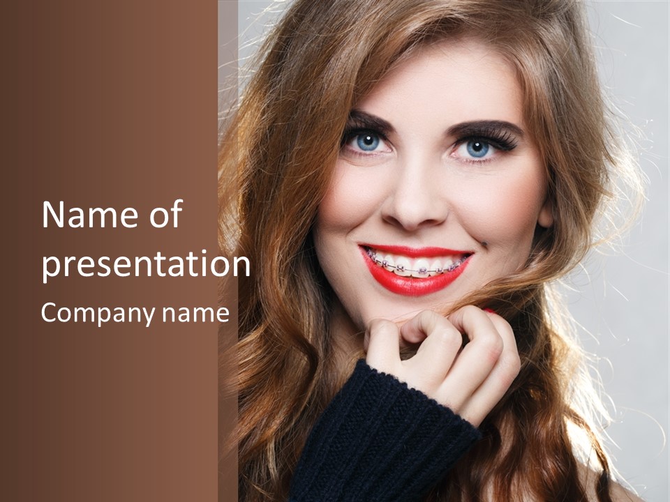 Smile Teeth Caucasian Fashion PowerPoint Template