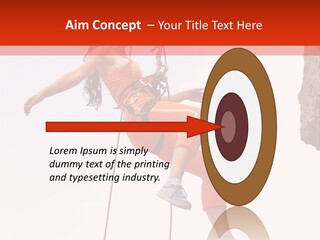 Woman Climbing Danger PowerPoint Template