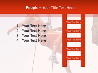 Woman Climbing Danger PowerPoint Template