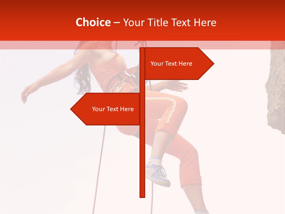 Woman Climbing Danger PowerPoint Template