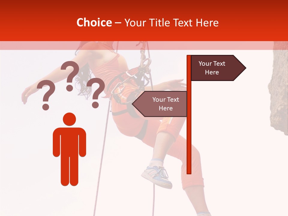 Woman Climbing Danger PowerPoint Template