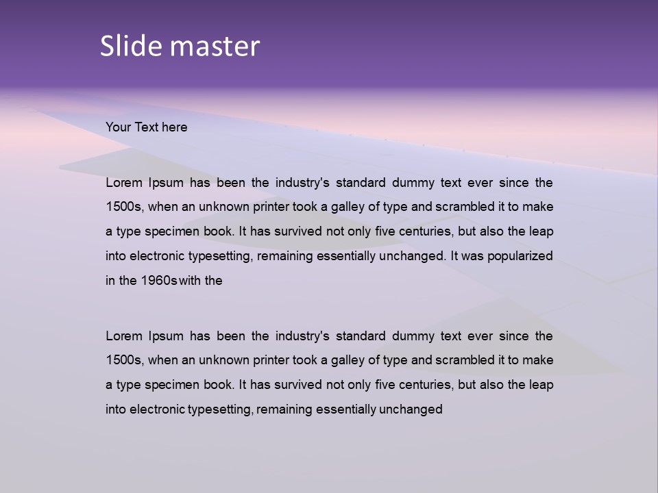 A View Of The Wing Of An Airplane In The Sky PowerPoint Template