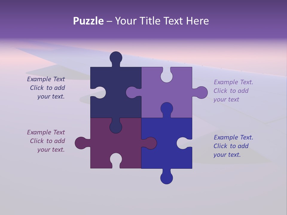 A View Of The Wing Of An Airplane In The Sky PowerPoint Template
