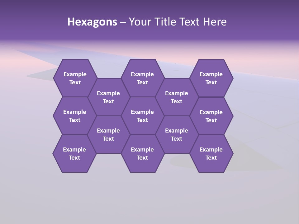 A View Of The Wing Of An Airplane In The Sky PowerPoint Template