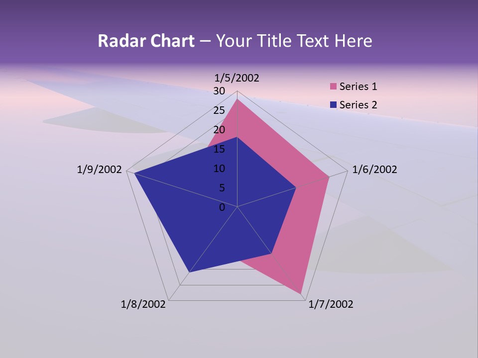 A View Of The Wing Of An Airplane In The Sky PowerPoint Template