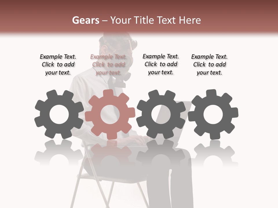 A Man Sitting On A Chair Using A Laptop Computer PowerPoint Template