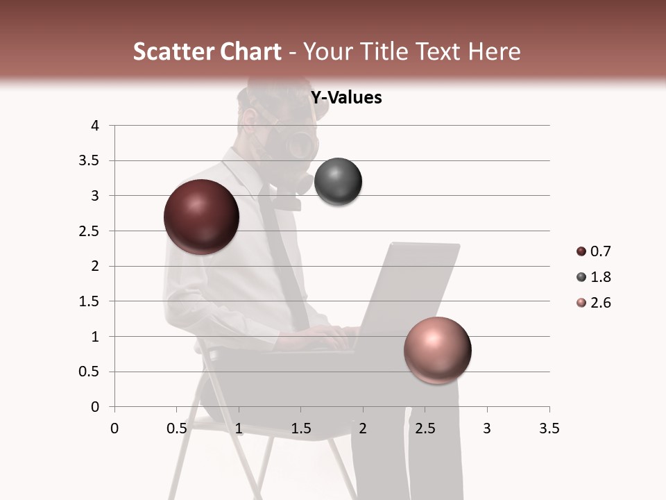A Man Sitting On A Chair Using A Laptop Computer PowerPoint Template