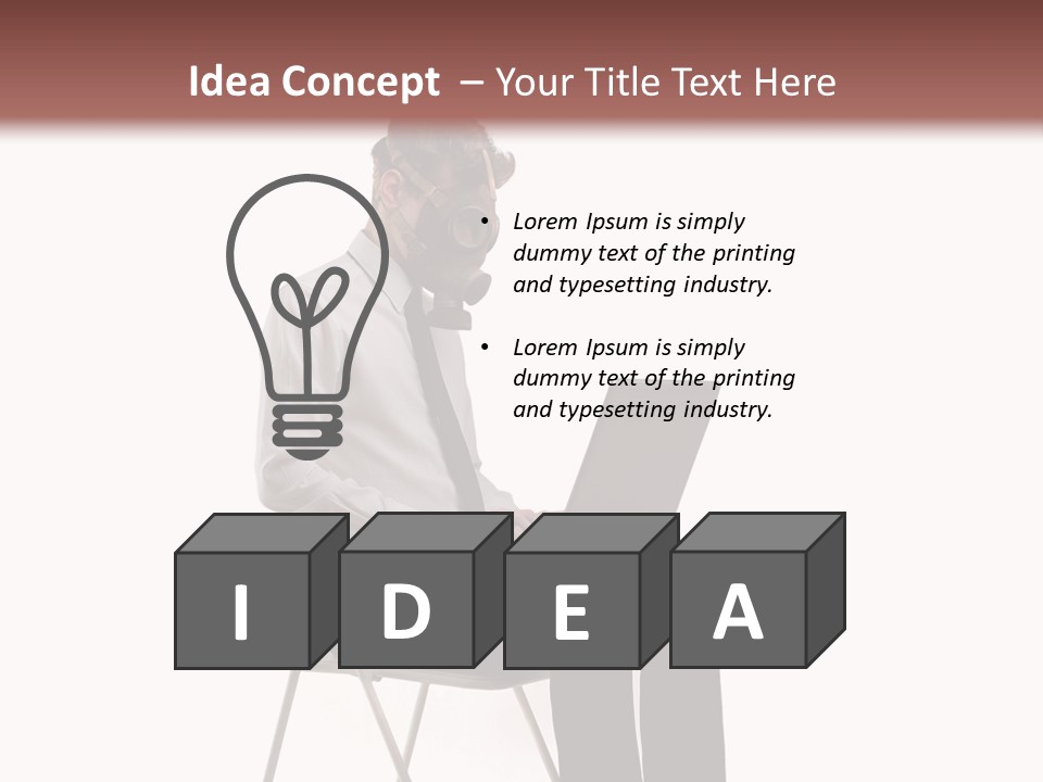 A Man Sitting On A Chair Using A Laptop Computer PowerPoint Template