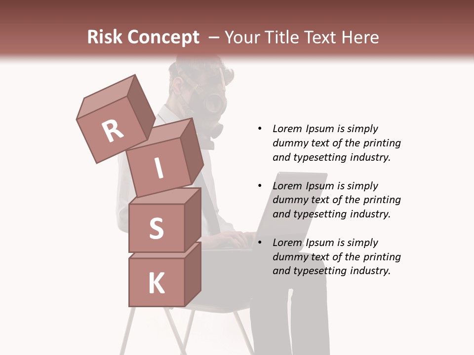 A Man Sitting On A Chair Using A Laptop Computer PowerPoint Template