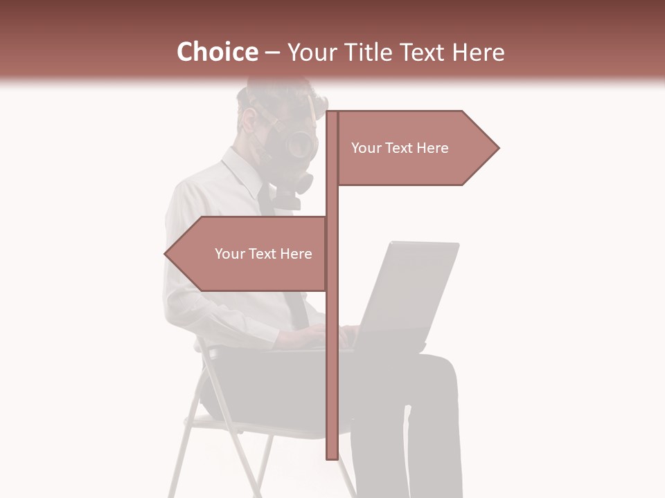 A Man Sitting On A Chair Using A Laptop Computer PowerPoint Template