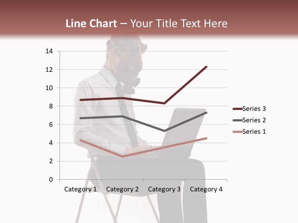 A Man Sitting On A Chair Using A Laptop Computer PowerPoint Template