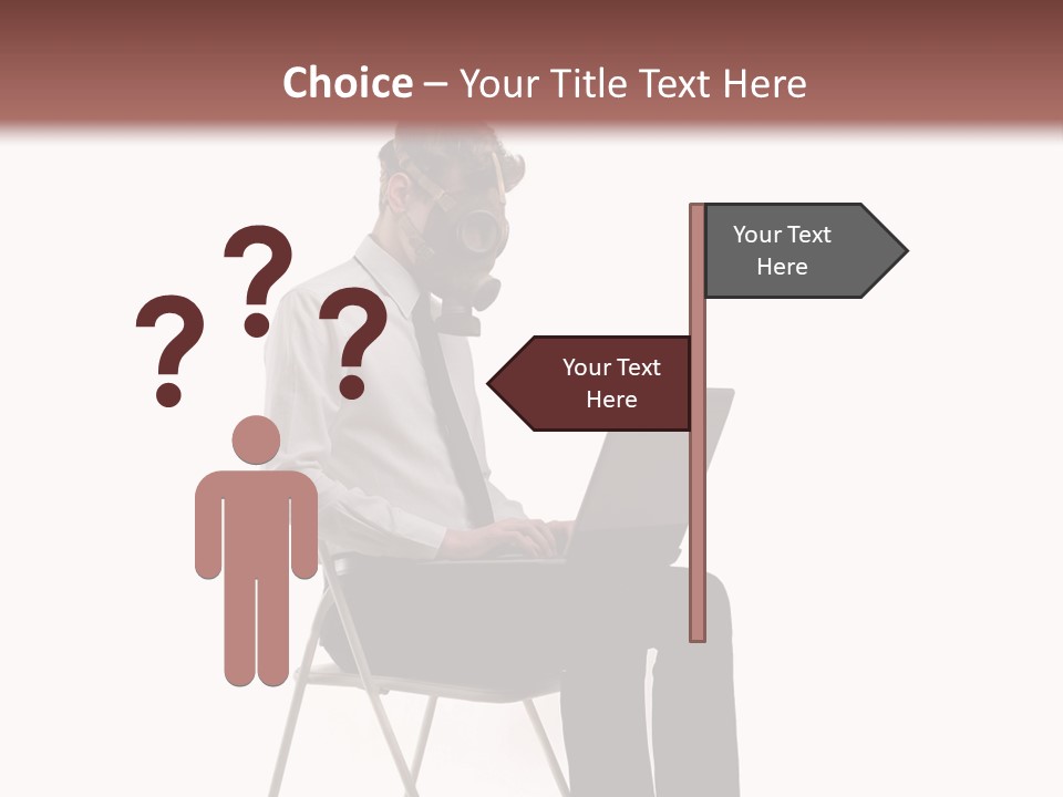 A Man Sitting On A Chair Using A Laptop Computer PowerPoint Template