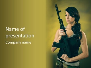 Toughness Sensuality Assault Rifle PowerPoint Template