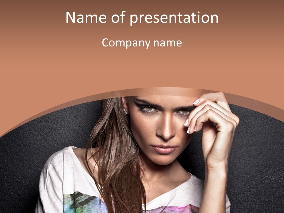 A Woman With Long Hair Is Looking At The Camera PowerPoint Template