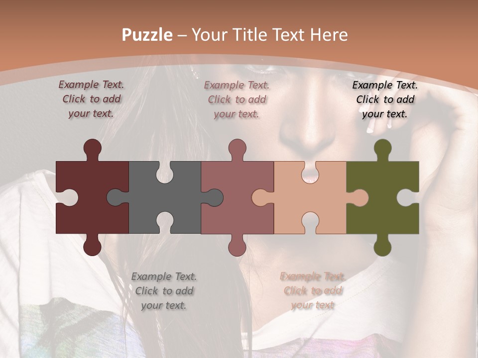 A Woman With Long Hair Is Looking At The Camera PowerPoint Template