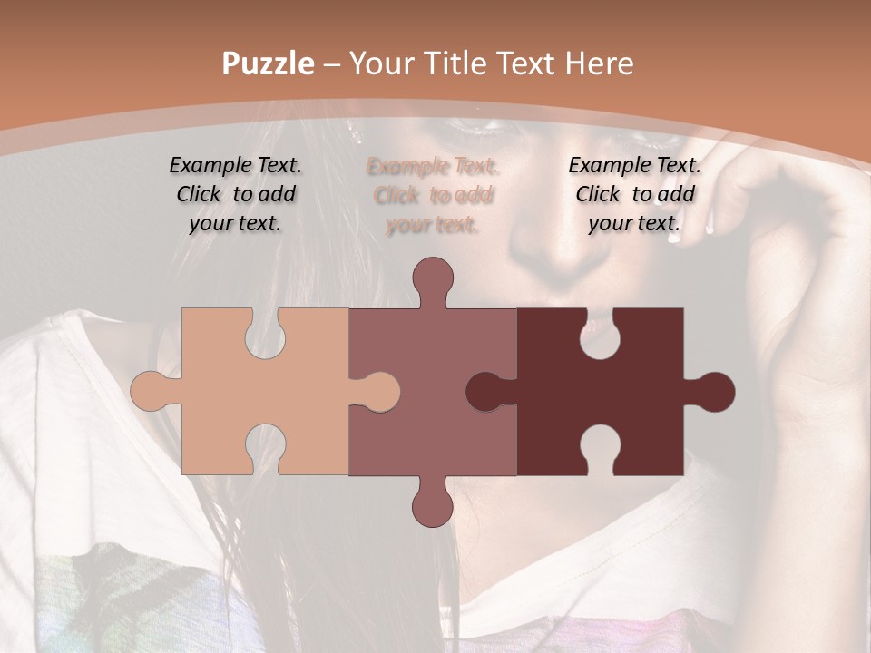 A Woman With Long Hair Is Looking At The Camera PowerPoint Template