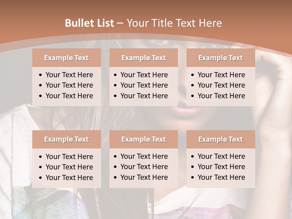 A Woman With Long Hair Is Looking At The Camera PowerPoint Template