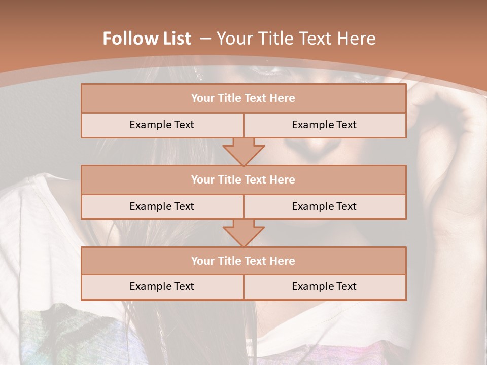 A Woman With Long Hair Is Looking At The Camera PowerPoint Template