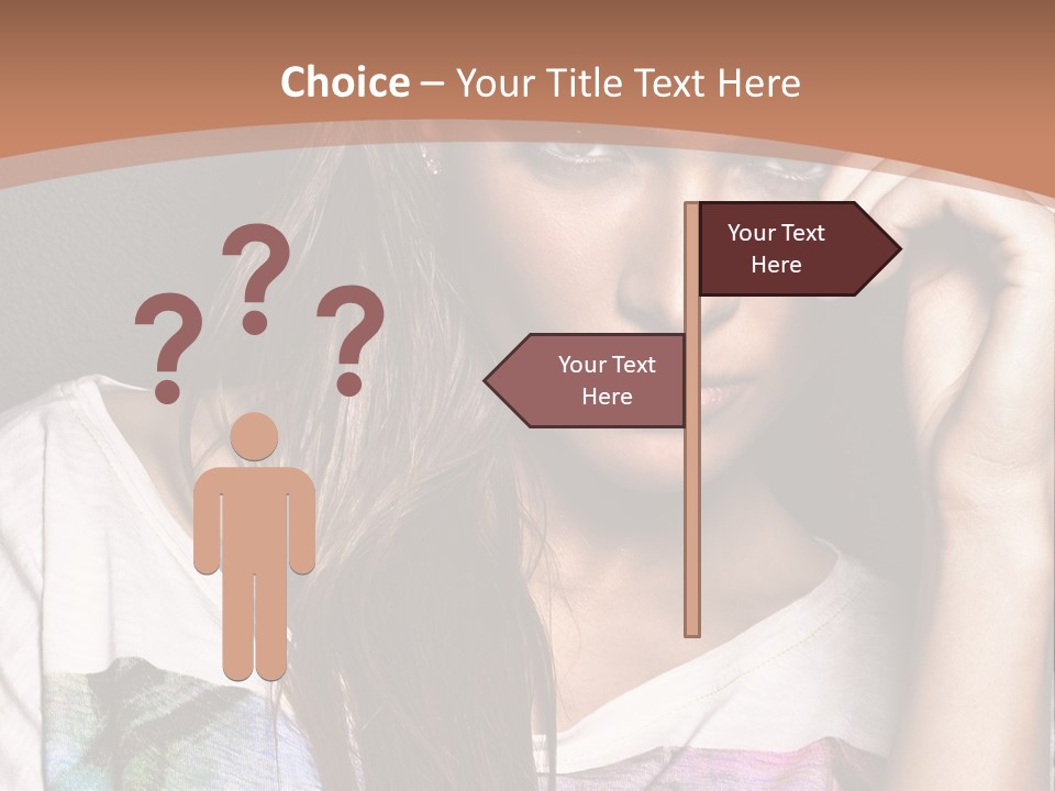 A Woman With Long Hair Is Looking At The Camera PowerPoint Template