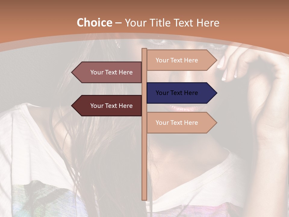 A Woman With Long Hair Is Looking At The Camera PowerPoint Template