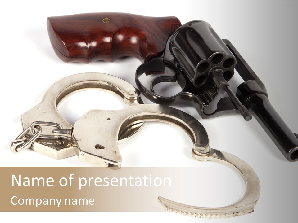 Two Revolvers And A Gun On A White Background PowerPoint Template
