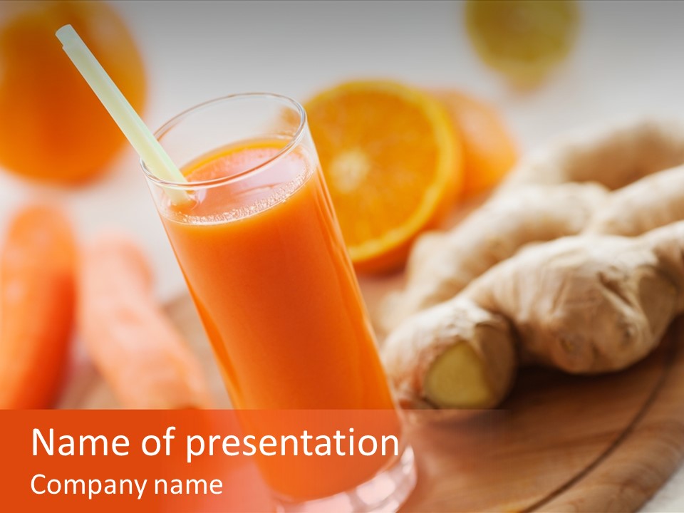 A Glass Of Orange Juice Next To A Bunch Of Oranges PowerPoint Template