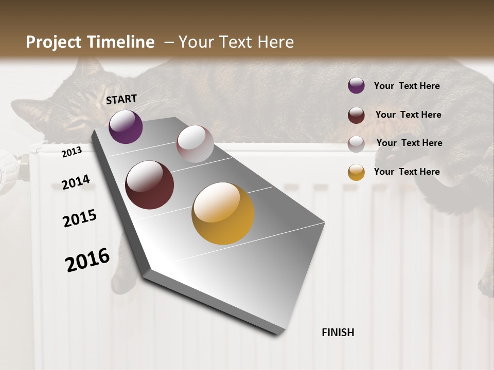 Relaxation Multi Colored Sleeping Cat PowerPoint Template