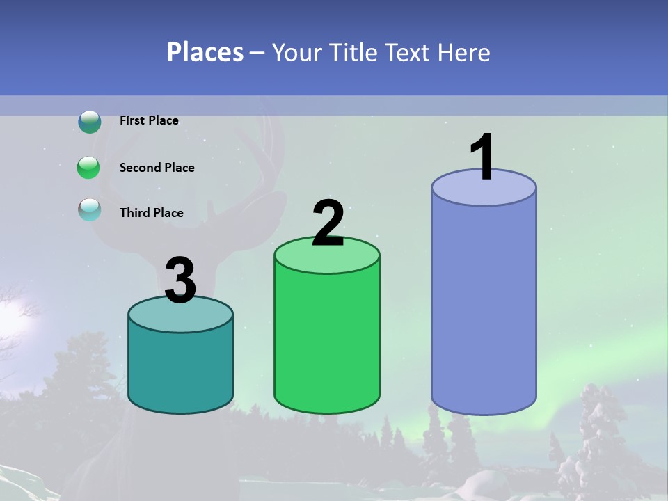 Celestial Odocoileus Aurora Borealis PowerPoint Template