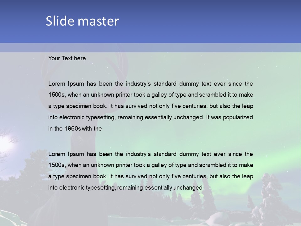 Celestial Odocoileus Aurora Borealis PowerPoint Template