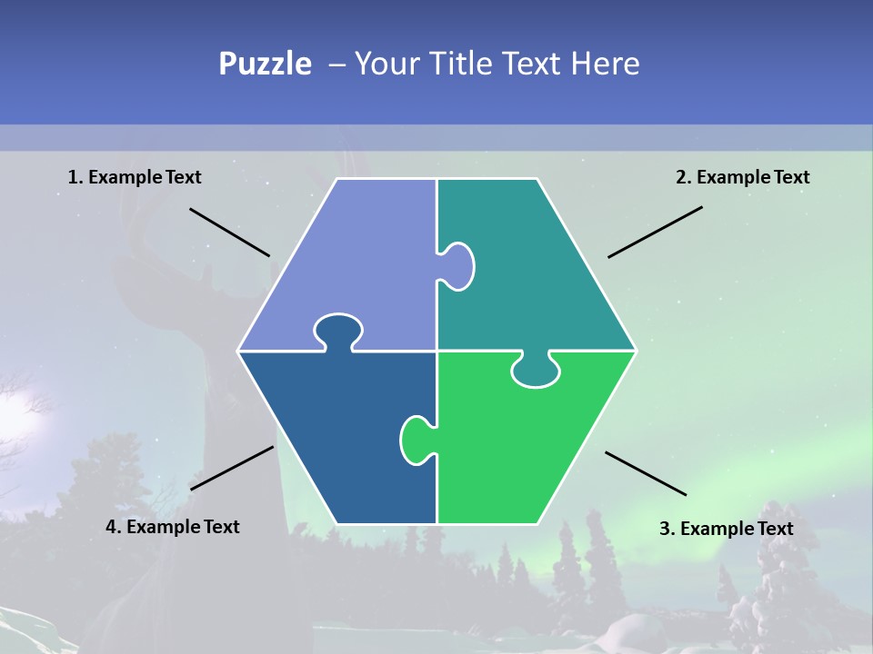 Celestial Odocoileus Aurora Borealis PowerPoint Template