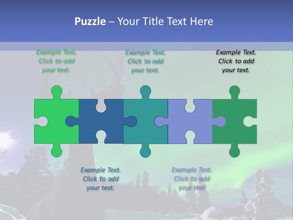 Celestial Odocoileus Aurora Borealis PowerPoint Template