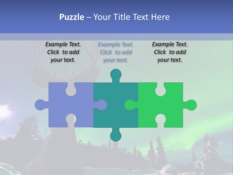 Celestial Odocoileus Aurora Borealis PowerPoint Template