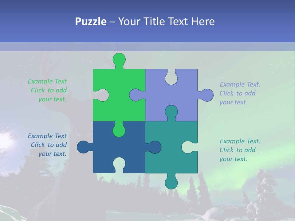 Celestial Odocoileus Aurora Borealis PowerPoint Template